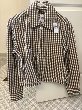 GAP Brown & White Gingham Zip Jacket